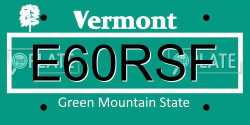 E60RSF Vermont License Plate