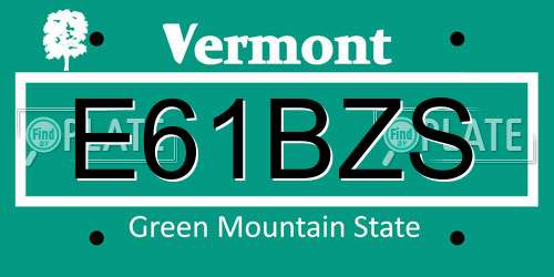 E61BZS Vermont License Plate
