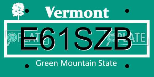 E61SZB Vermont License Plate