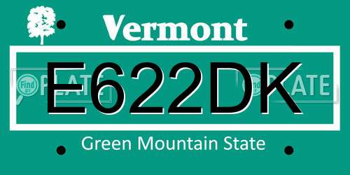 E622DK Vermont License Plate