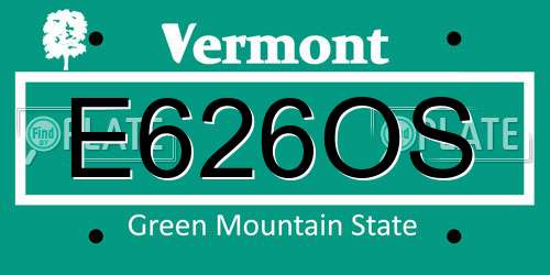 E626OS Vermont License Plate