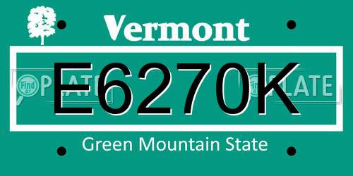 E6270K Vermont License Plate