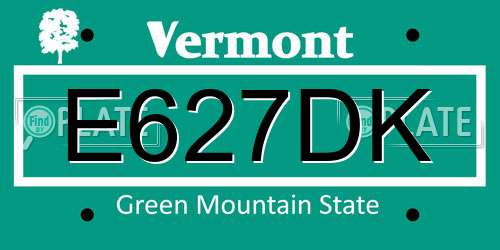 E627DK Vermont License Plate