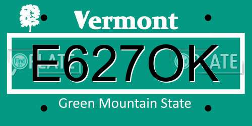 E627OK Vermont License Plate