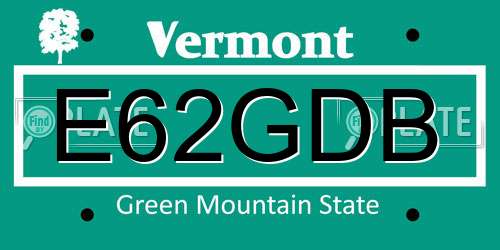 E62GDB Vermont License Plate