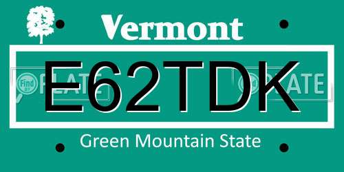 E62TDK Vermont License Plate