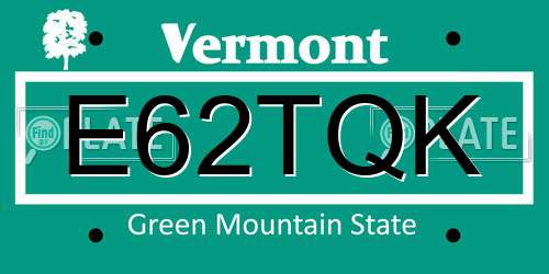 E62TQK Vermont License Plate