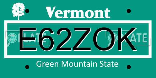 E62ZOK Vermont License Plate