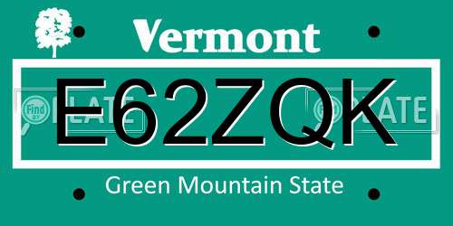 E62ZQK Vermont License Plate