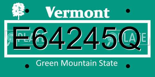 E64245Q Vermont License Plate