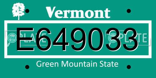 E649033 Vermont License Plate