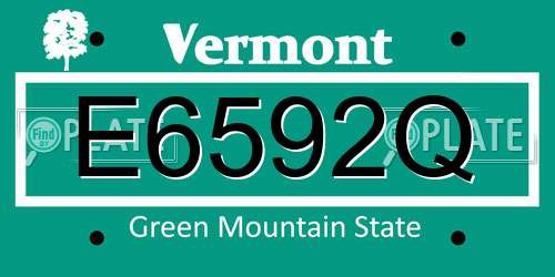 E6592Q Vermont License Plate