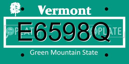 E6598Q Vermont License Plate