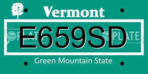 E659SD Vermont License Plate