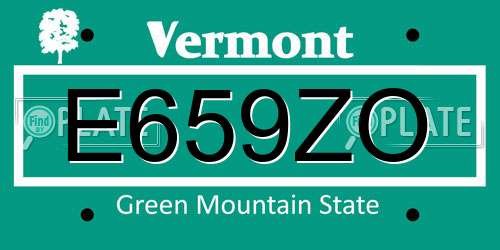 E659ZO Vermont License Plate