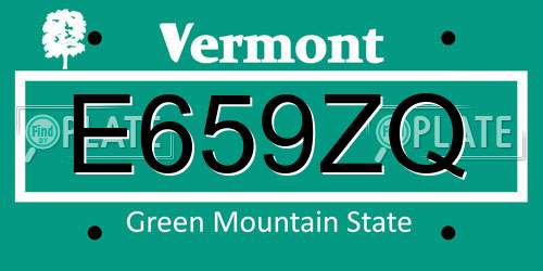 E659ZQ Vermont License Plate