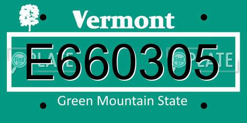 E660305 Vermont License Plate