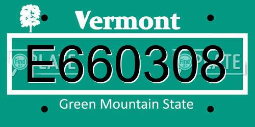 E660308 Vermont License Plate