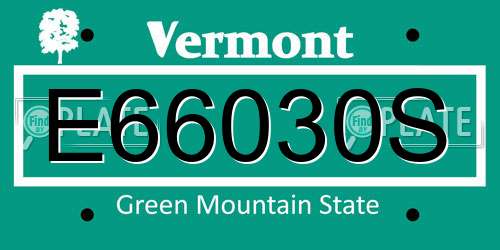 E66030S Vermont License Plate