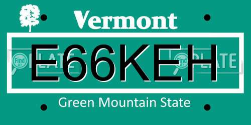 E66KEH Vermont License Plate