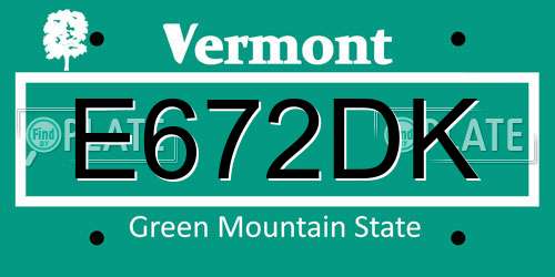 E672DK Vermont License Plate