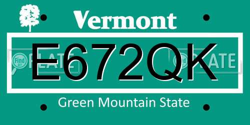 E672QK Vermont License Plate