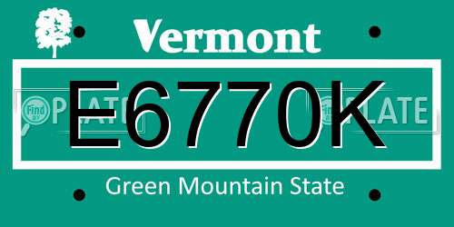 E6770K Vermont License Plate
