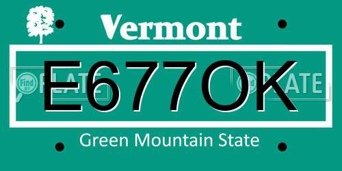 E677OK Vermont License Plate