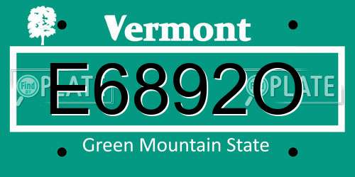E6892O Vermont License Plate