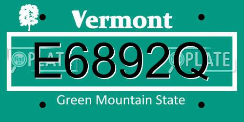 E6892Q Vermont License Plate