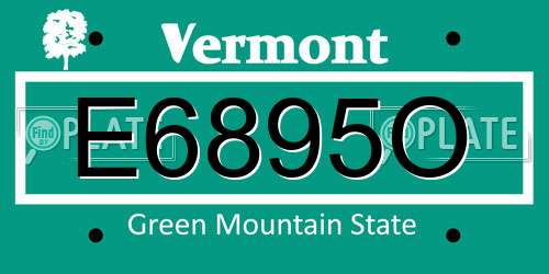 E6895O Vermont License Plate