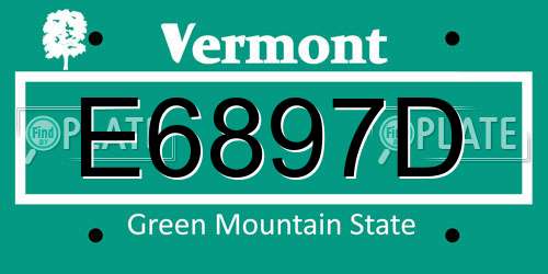 E6897D Vermont License Plate