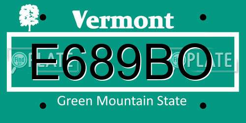 E689BO Vermont License Plate