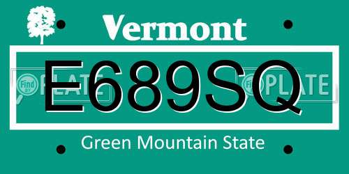 E689SQ Vermont License Plate