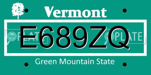 E689ZQ Vermont License Plate