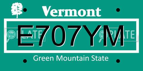 E707YM Vermont License Plate