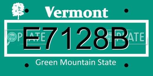E7128B Vermont License Plate