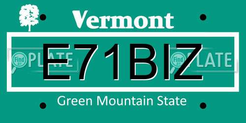 E71BIZ Vermont License Plate