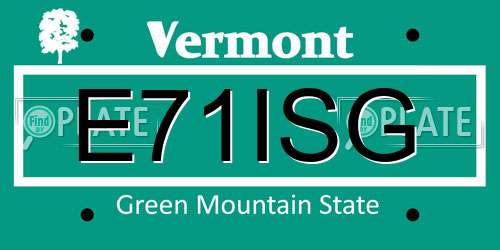 E71ISG Vermont License Plate