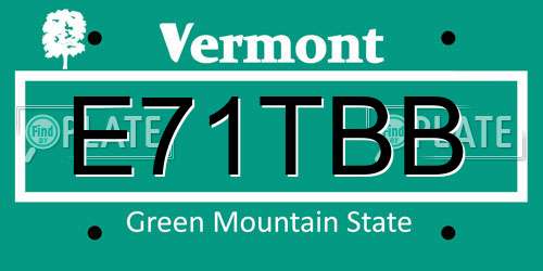 E71TBB Vermont License Plate