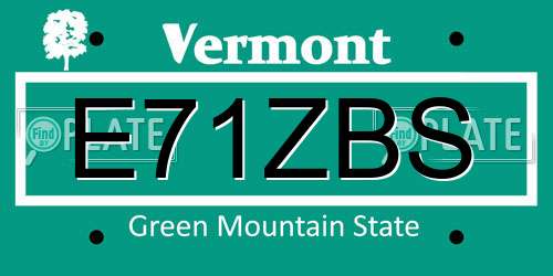 E71ZBS Vermont License Plate