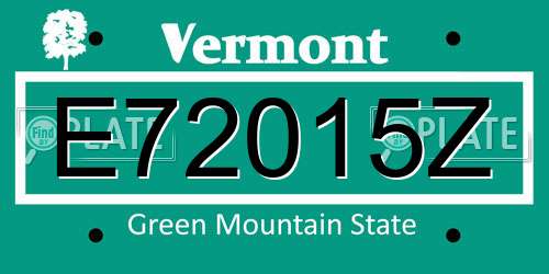 E72015Z Vermont License Plate