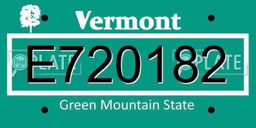 E720182 Vermont License Plate