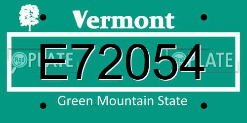 E72054 Vermont License Plate