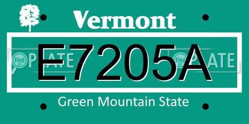 E7205A Vermont License Plate