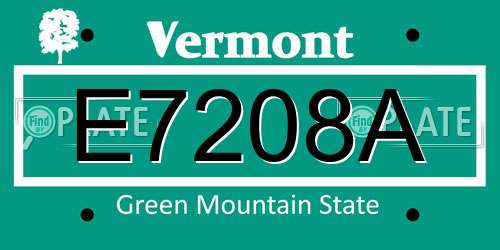E7208A Vermont License Plate