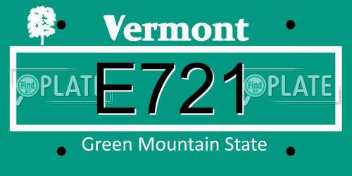 E721 Vermont License Plate