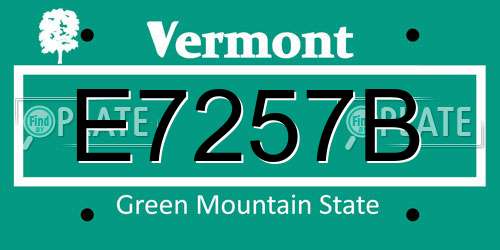 E7257B Vermont License Plate