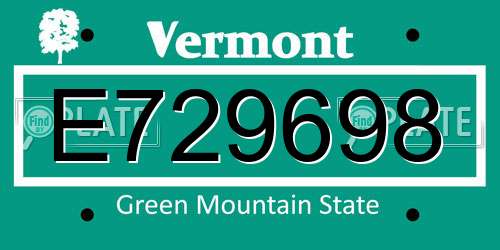 E729698 Vermont License Plate