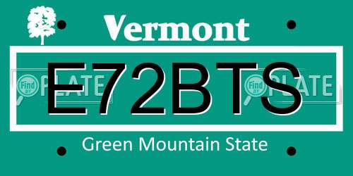 E72BTS Vermont License Plate